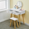 Dressing Table With Stool Led Lights Vanity Makeup Desk Set With 2 Drawers White