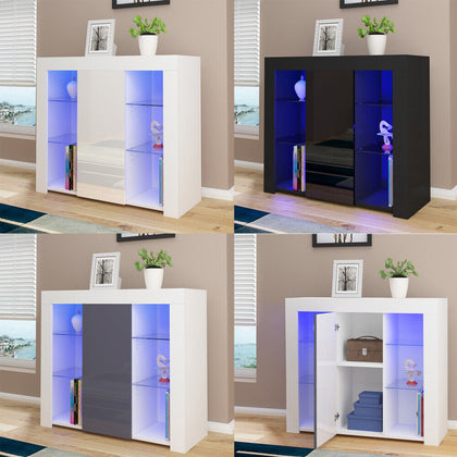 Modern Cabinet High Gloss Door Sideboard Buffet Cupboard TV Unit with LED Light