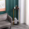 90cm Plant Stand Plant Holder Tall Side End Table 2-Tier with Golden Metal Frame