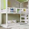 Bunk Bed House Cabin Bed 3FT Single Wooden Mid Sleeper Kids Unit With Stairs