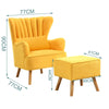 Velvet Scalloped Armchair High Wing Back Chair Footstool Ottoman Stool Fireside