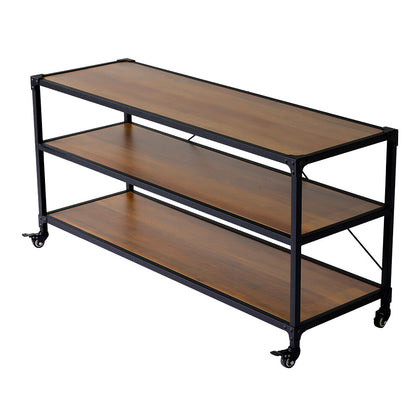 4ft Long Console Table Industrial 3 Tier Display Shelf Storage Rack with Wheels