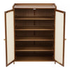 Shoe Cabinet Storage Cupboard Footwear Stand Rack Wooden Double Rattan Doors UK
