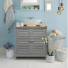 Grey Under Sink Pedestal Cabinet Cupboard Bathroom Storage Unit with 2 Doors