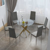 Hotel 90cm Pedestal Dining Table Family Feasts 2/4/6 PU Leather Kitchen Chairs