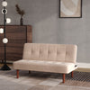 Upholstered Beige Fabric Folding Sofa Bed 2 Seater Couch Recliner Chair Loveseat