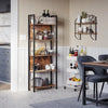 Bookshelf Storage Shelf Kitchen Shelf 5 Shelves Rustic Brown Black LLS025B01