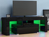 Modern TV Unit Stand 1 Drawer Cabinet Black High Gloss Door with RGB LED Lights