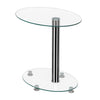 2 Tier Modern Clear Glass Beside Table Coffee Sofa Snack Laptop Table Oval Shape