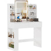 Gunji Dressing Table Modern Makeup Desk with LED Mirror Vanity Table White
