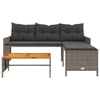 Lechnical Garden Sofa with Table and Cushions L-Shaped Grey Poly B3I3
