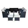 8 Seater Cube Rattan Garden Furniture Set Dining Table Chair Stool Outdoor Black
