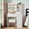 Vanity Dressing Table Makeup Desk with 6 Drawers And Dimmable LED Lighted Mirror