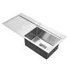 Stainless Steel Inset Kitchen Sink Single Bowl w/LH Platform &Drainer Waste Kit