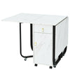 Space-saving Folding Dining Table Drop Leaf Table with Drawer Black Legs