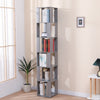 Rotatable 6 Tier Slim Corner Cabinet Bookcase Bookshelf Living Room Bedroom Grey