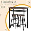 Bar Table Set 3 Piece Stools Shelf Industrial Dining Breakfast Table for Kitchen