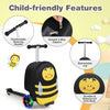 2-in-1 Ride On Scooter Suitcase 19” Kids Travel Luggage Gift Folding Scooter Bee