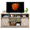Entertainment Center 150cm Sliding Barn Door TV Stand w/Shelf-Grey