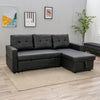 Linen/Faux Leather Sofa Bed Corner - Sofa Bed with Storage & Reversible Chaise