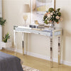 Large Crushed Diamond Silver Mirrored Console Table Lamp End Side Table Bedroom