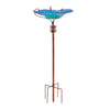 30'' Height Flower Glass Bird Bath w/ Metal Stake Outdoor Garden Yard Birdbath