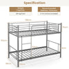 198x98CM Metal Bunk Beds Single over Single Loft Bed Frame w/Ladder & Guardrails