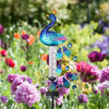 Outdoor Solar Peacock Stake Light with Rain Gauge Art Iron LED Pathway Lawn Lamp