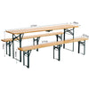 Beer Party Table Bench Set Outdoor Folding Wood Garden Trestle Dining Chairs 7ft