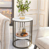 FATIVO Marble Side End Table Round Coffee Table Raised Black Legs Furniture Deco