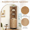 Space-saving Corner Shelf Bathroom PE Rattan Corner Cabinet-Natural