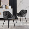 2x Grey Velvet Dining Chairs Tufted Dining Room Armchairs Soft Padded Seat Metal