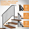Iron Handrail Stair Railing Hand Rail Kit 3-4 Steps Outdoor Black w/ Bars Black