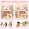 2 in 1 Kids Vanity Table and Stool Set Makeup Dressing Table LED Lighted Mirror