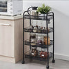 4 Tier Kitchen Rotating Storage Trolley Cart Vegetable Mobile Shelf Rack +Rollen