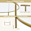 Round Coffee Table Home Office Stylish Tempered Glass Accent Side Table