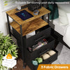 Bedside Table with Charging Station, Nightstand with 2 Outlets and 2 USB Ports
