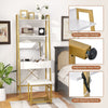 Vanity Table Set Wooden Makeup Dressing Desk & Stool w/Flip Top Mirror Golden