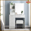 White Dressing Table With LED Lights Mirror 6 Shelves Stool Vanity Makeup Desk