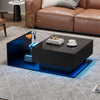 COFFEE TABLE WITH LED LIGHT, HIGH-GLOSS BLACK WITH DRAWER LIVING ROOM FURNITURE