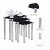 3pcs Black Tempered Glass Nested Tables Side End Tables Stainless Steel Tubes