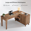 57-Inch L-Shaped Desk with Storage Cabinet, Wooden Home Office Computer Desk