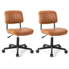 Adjustable PU Leather Office Chair Mobile Desk Chair Swivel Leisure Chair-Orange