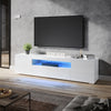 200cm High Gloss White TV Unit Stand Cabinet with RGB LED Living Room Furniture