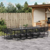 15 Piece Garden Dining Set Black Poly Rattan R5W9
