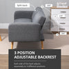 3 Seater sofa bed Sofa Couch w/ Adjustable Backrest Linen for Guest Room Grey