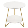 2 Tiers Round Coffee Table Stand Shelf Rack Nightstand for Bedroom Living Room