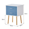 Bedside Table Nightstand Cabinet Wood Legs 2 Drawers Side Table Storage