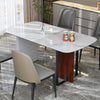 Sleek Marble Dining Table Thicken Pillar Stand Guesthouse Hotel Kitchen Table