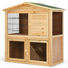 Wood Rabbit Hutch Double Decker Guinea Pig Ferret Cage with Ramp Waterproof Roof